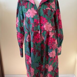 Floral Pink and Green Women's Dress